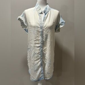 Cloth & Stone Anthropologie Blue Button Down Shirt Dress Size Medium
